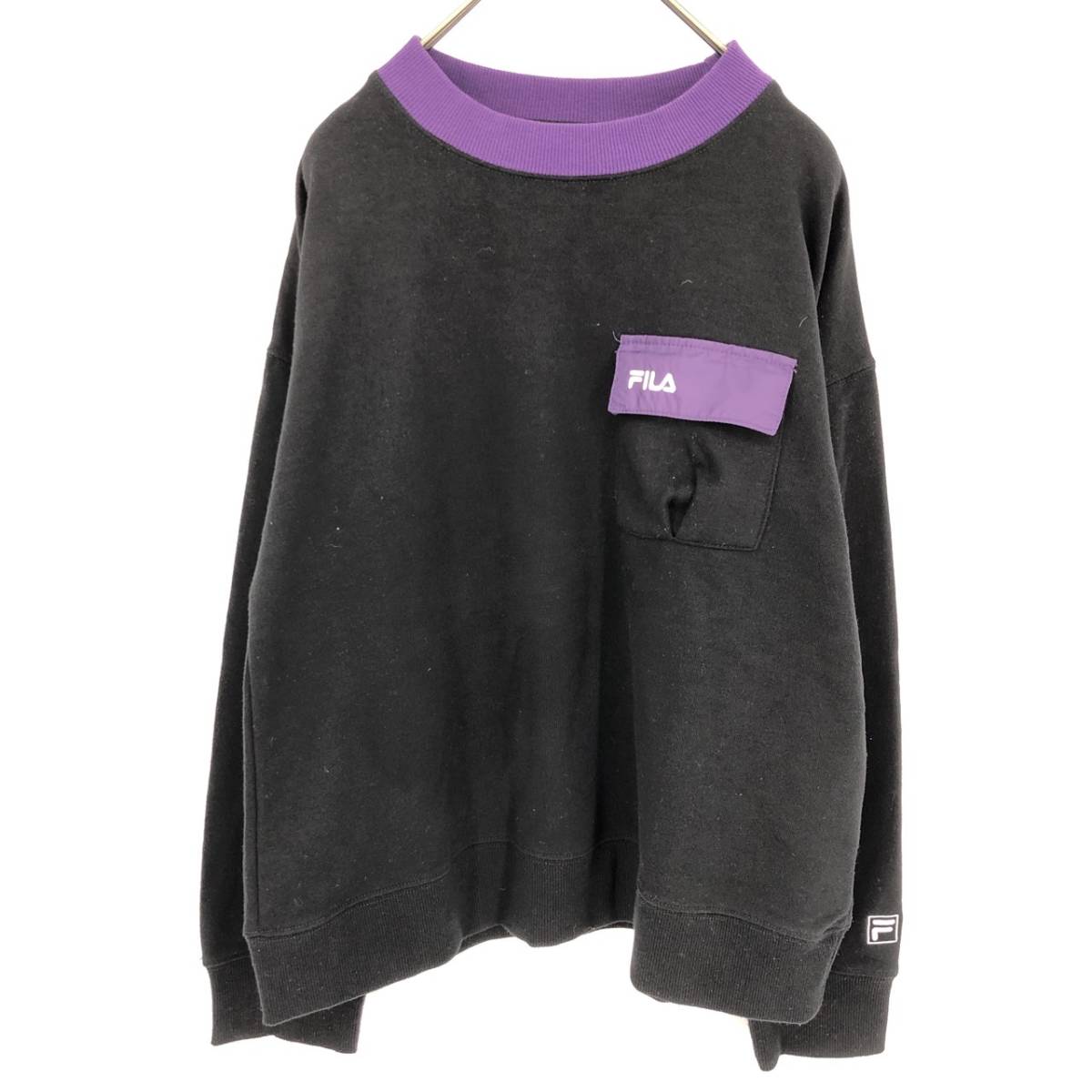 M FILA フィラ ブラック トレーナー スウェット パイル 長袖 リユース ultralto sw0154拍卖