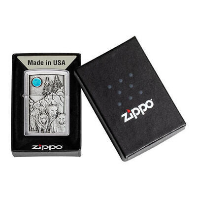 Zippo Wolf Pack and Moon Emblem Design Brushed Chrome 49295拍卖