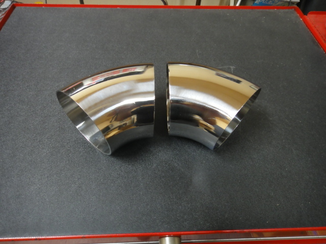 ステンレス鏡面 89φ エルボ 45度 ダブルマフラー マニ割り テールパイプ拍卖