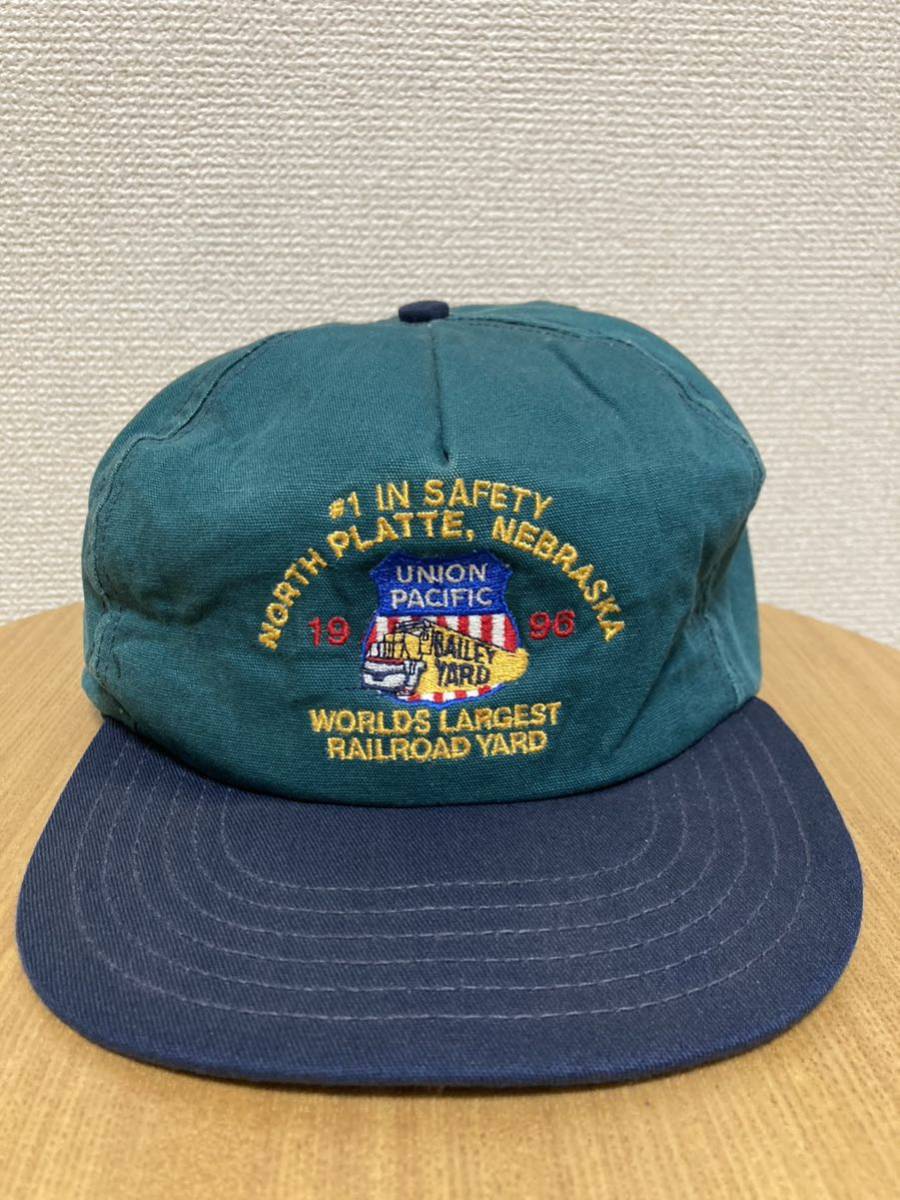 90's USAヴィンテージ 2トーンキャップ 帽子 NORTH PLATTE.NEBRASKA BAILEY YARD 80年代 90年代 企業キャップ USA製 グリーン拍卖