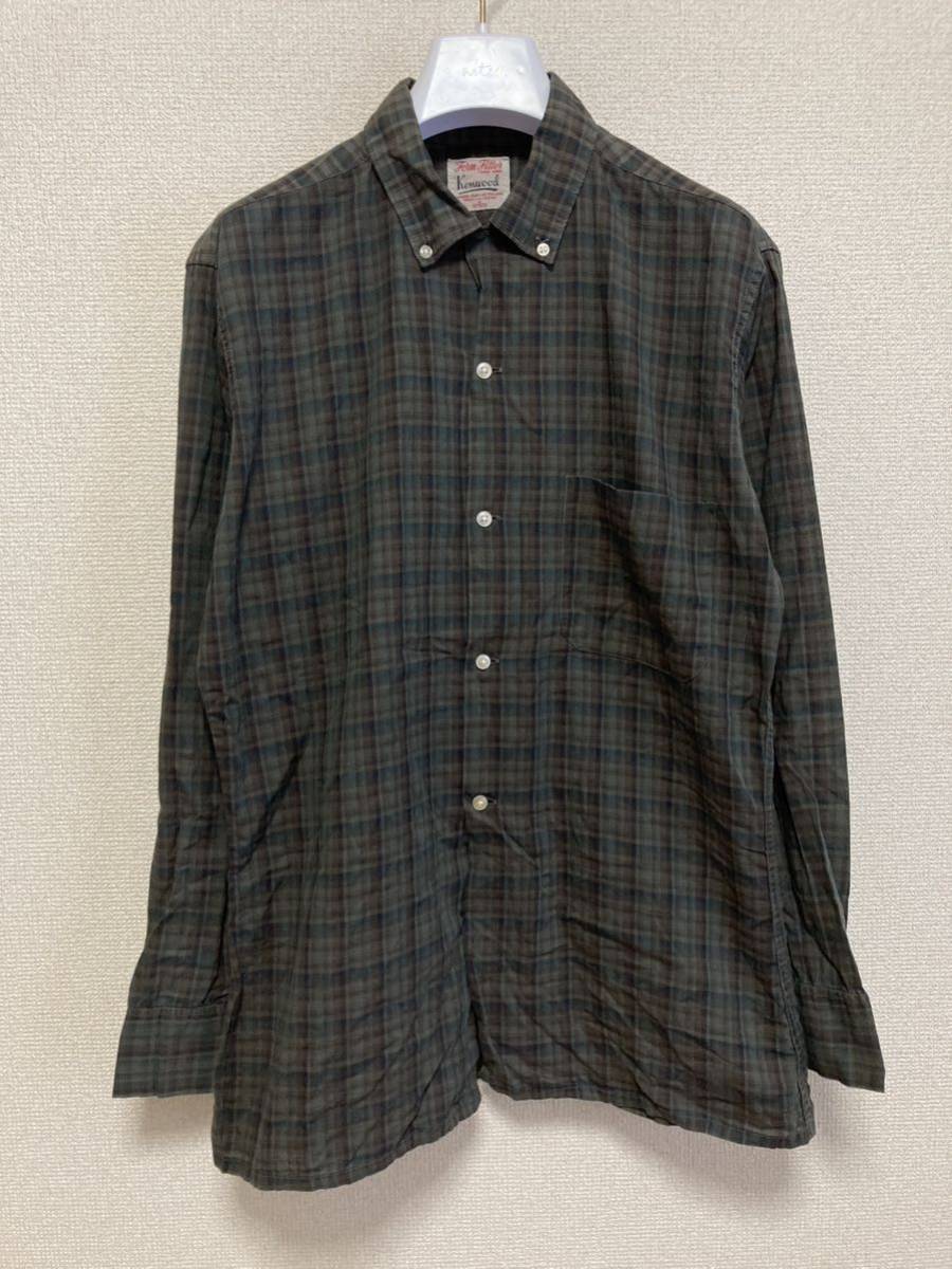 60's USAヴィンテージ Kenwood ボタンダウン シャツ BD オープンカラーシャツ チェック柄長袖シャツ BOX M 15-15 1/2拍卖