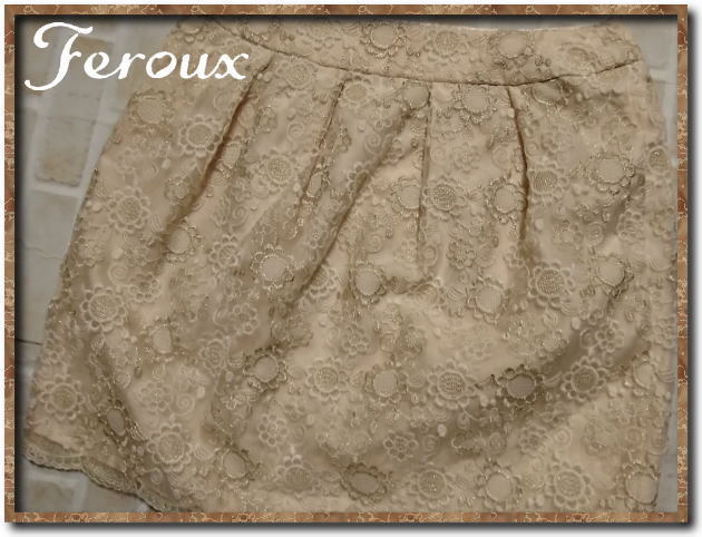美品!!☆Feroux フェルゥ 刺繍スカート ベージュ☆拍卖