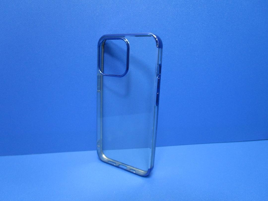 在庫処分 iPhone13Pro 6.1インチ ケース クリアー ブルー TPU アルミ拍卖