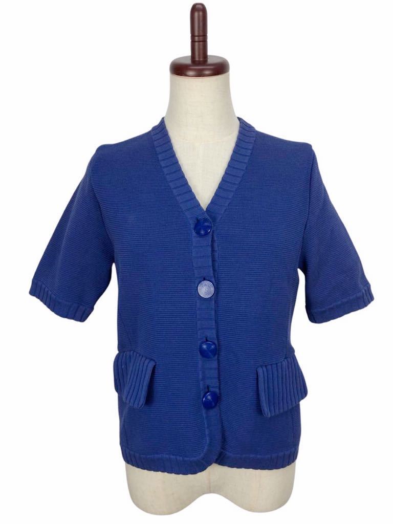 Vintage YVES SAINT LAURENT イヴサンローラン レディース ブルー 半袖 ニットカーディガン トップス M表記拍卖
