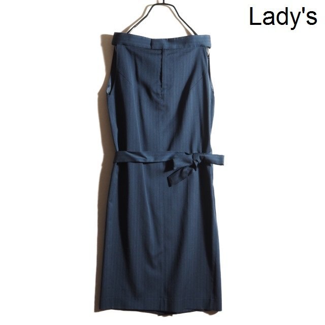 x3485z ▼Maison Margiela メゾンマルジェラ 1▼ 16AW バックスリット スカート型 ベアトップワンピース 紺ストライプ 38 春秋 rb mks拍卖