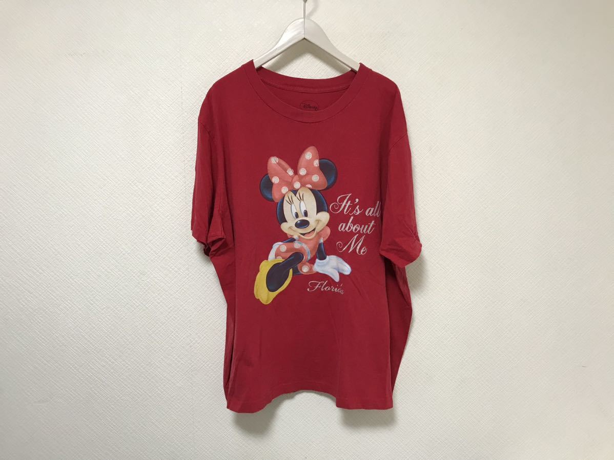 本物ディズニーDisneyコットンミニーマウスデカビッグ半袖Tシャツメンズサーフアメカジミリタリー赤レッドビックTオーバーサイズ2XL拍卖