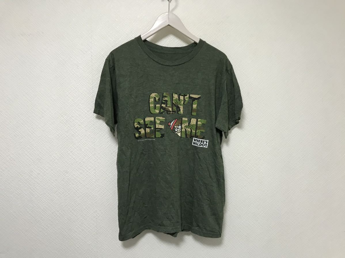美品本物SAVVYコットンウォーリーを探せ!プリント半袖Tシャツメンズサーフアメカジミリタリーワークカーキグリーン緑Mメキシコ製拍卖