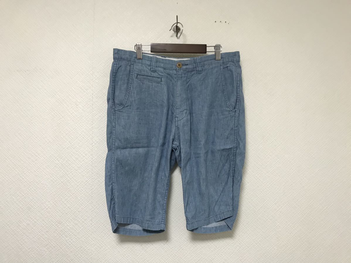 本物ジャーナルスタンダードJOUNALSTANDARDリネン麻コットンシルクハーフショートパンツミリタリーアメカジサーフビジネスメンズ青ブルーM拍卖
