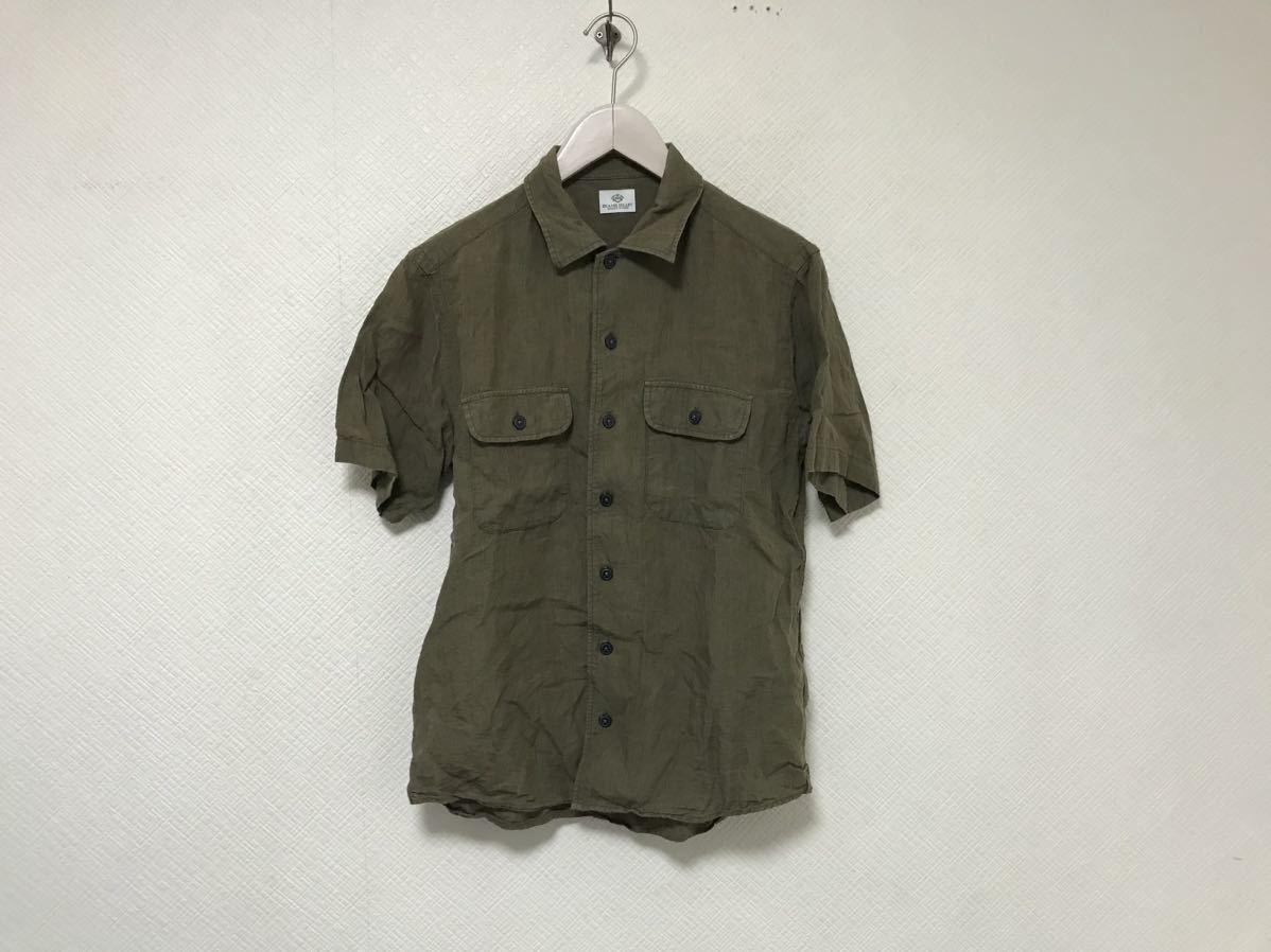 本物ビームスハートBEAMS HEARTリネン麻半袖シャツメンズサーフアメカジミリタリーワークビジネススーツカーキS拍卖