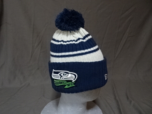 USA購入【NEWERA】製 NFL オフィシャル シアトル シーホークス 【Seattle Seahawks】 ロゴ刺繍 ニットキャップ 新品未使用拍卖