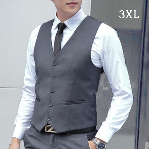 ジレベスト フォーマルベスト ダークグレー 3XL 無地 礼服 メンズ ドレス Vネック 結婚式 宴会 ビジネス 男性 aa465拍卖
