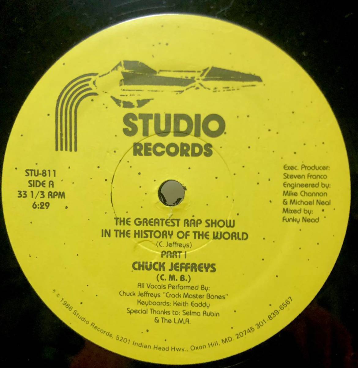 レア 倉庫出 1986 Chuck Jeffreys / The Greatest Rap Show In The History Of The World Original US 12 Studio STU-811 80s Electro拍卖