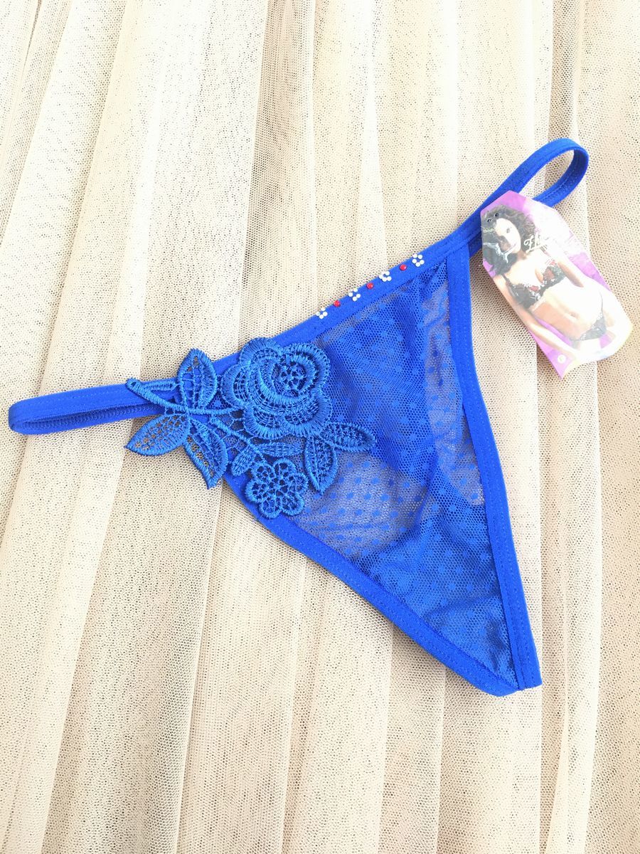 新品 未使用 送料無料ls41-5ブルーセクシーTバック花柄総レースチャーミングな女のコの印象にスケスケドット入りセクシーショーツ アダルト拍卖