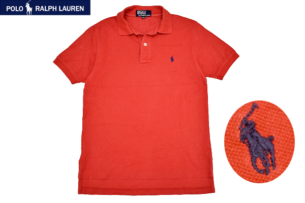 Y-6376★送料無料★美品★Polo by Ralph Lauren ポロ ラルフローレン★正規品 赤 ポニーロゴ刺繍 鹿の子 半袖 ポロシャツ 150cm拍卖