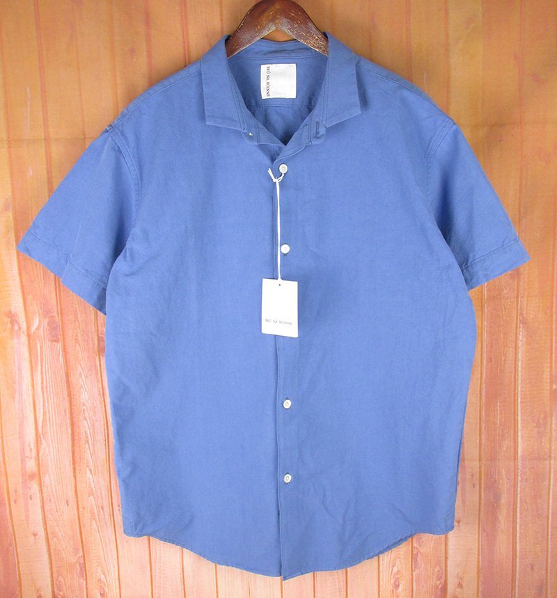 LSH4058 BRU NA BOINNE ブルーナボイン SCグランパシャツ #4466 L ブルー系 美品拍卖