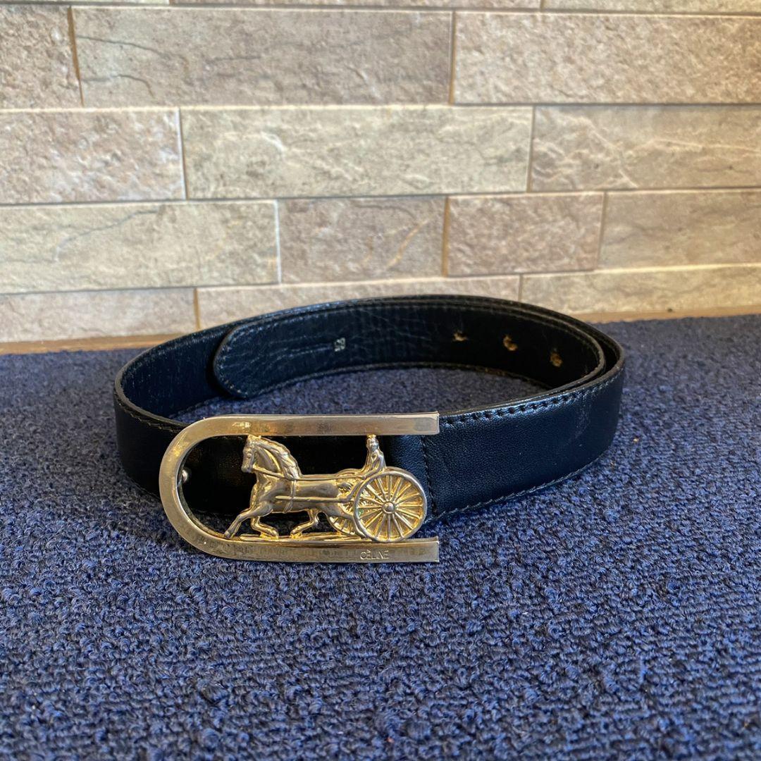 CELINE セリーヌ 馬車 ベルト ブラック 男女兼用拍卖