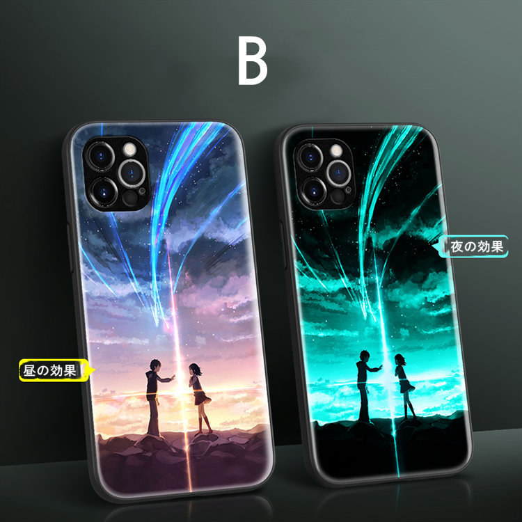 iPhone 14ケース iPhone14 カバー アイフォン14 ケース Apple 6.1インチ 保護カバー 背面カバー tpu+強化ガラス 夜に光る ハードケース拍卖