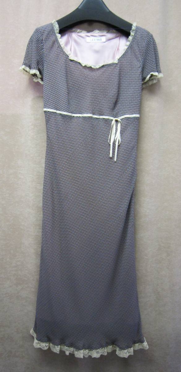 Le a noule レアノーレ ** フレンチ袖 ロングワンピース ◆ 送料込み! 【茶xブルーxベージュ】拍卖