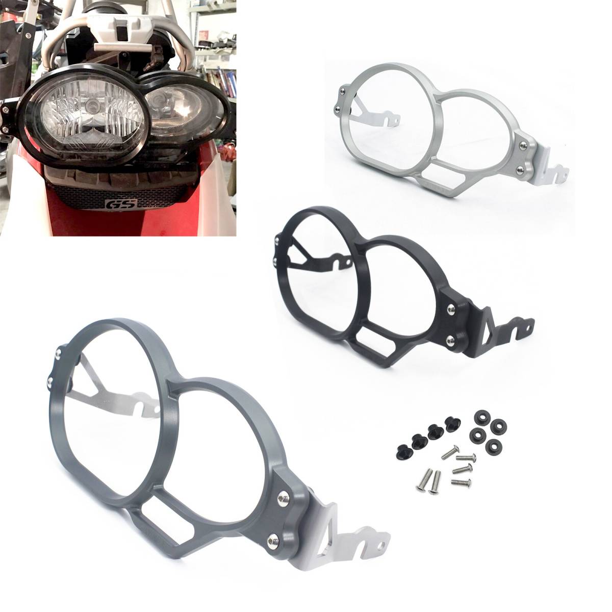 送料無料 Bmw R1200GS/Adv ヘッドライト ガード アルミ拍卖