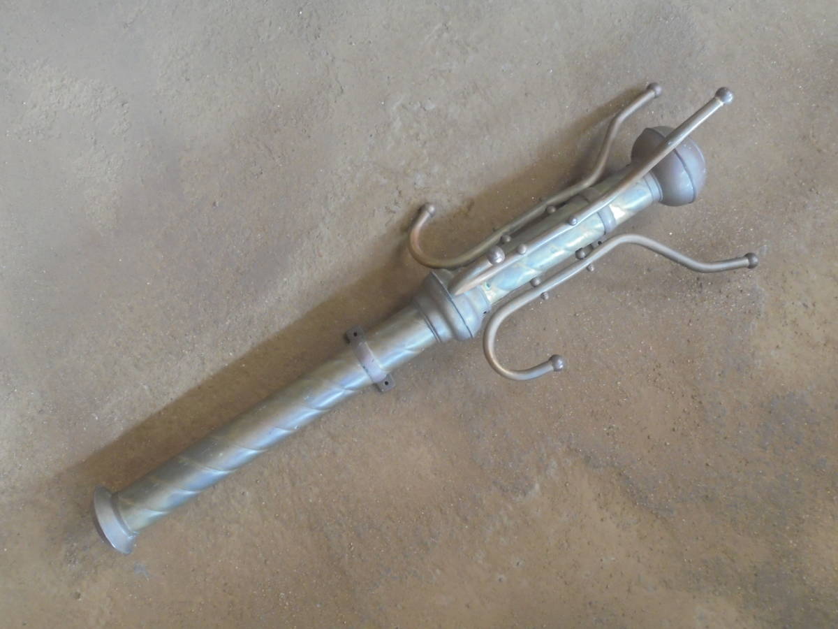 【フランス蚤の市総真鍮のコートハンガー】帽子ハンガー壁掛け古道具アンティークインテリアインダストリアル骨董フックカフェ服飾シャビー拍卖