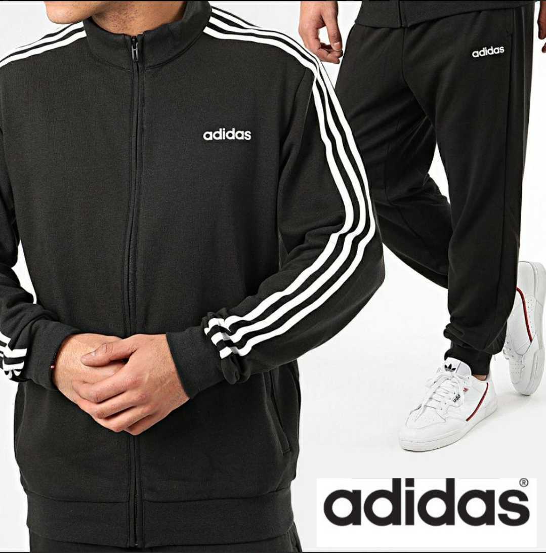最値!定9889円!新品!名作王道クラシックデザイン!アディダス セットアップ ジャージ トレーニングウエア 上下セット ブラック/黒 Mサイズ 拍卖