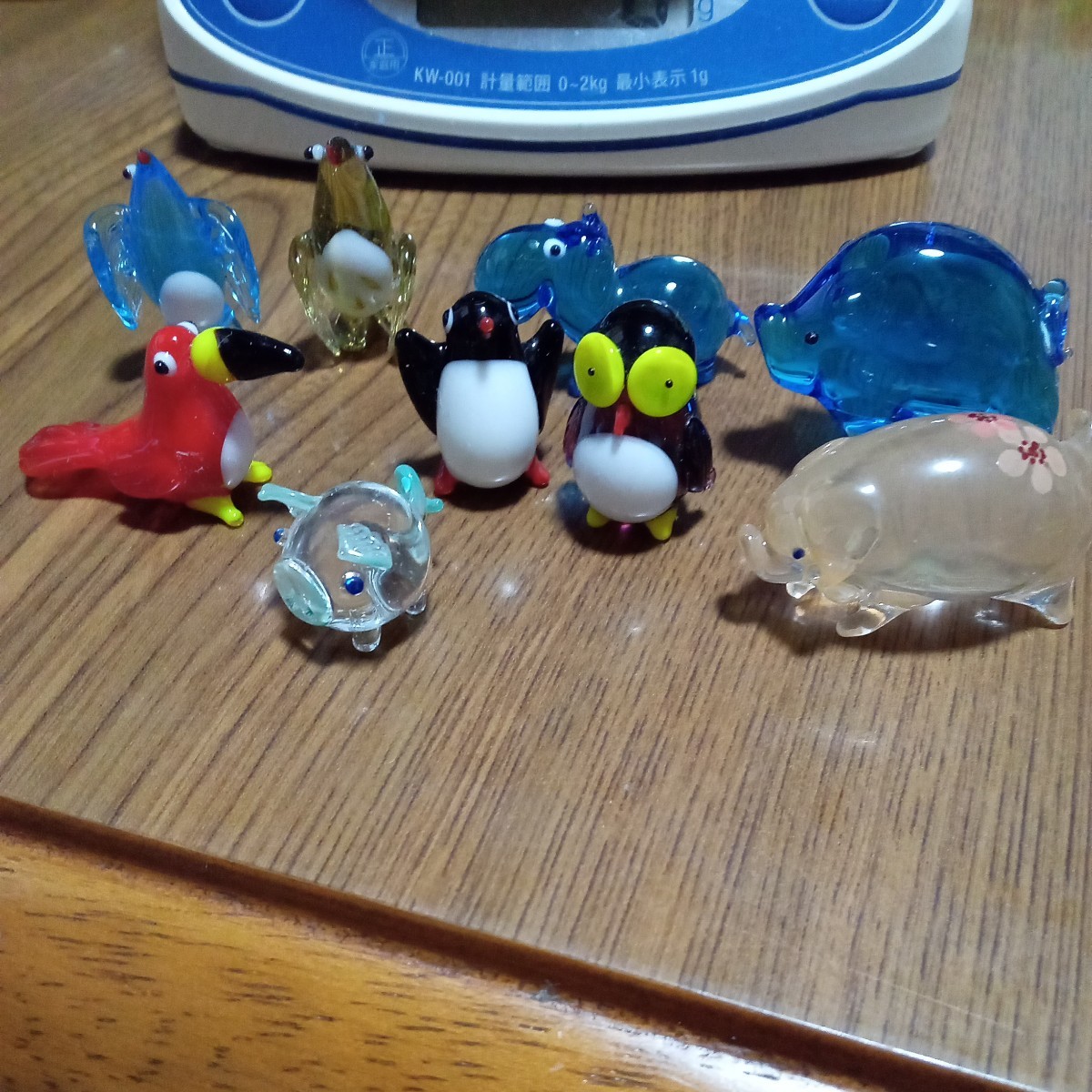 ガラス ガラス細工 鳥 ペンギン 豚 子豚 フクロウ イノシシ ジャンク品が2個 置物 ミニチュア ミニサイズ拍卖