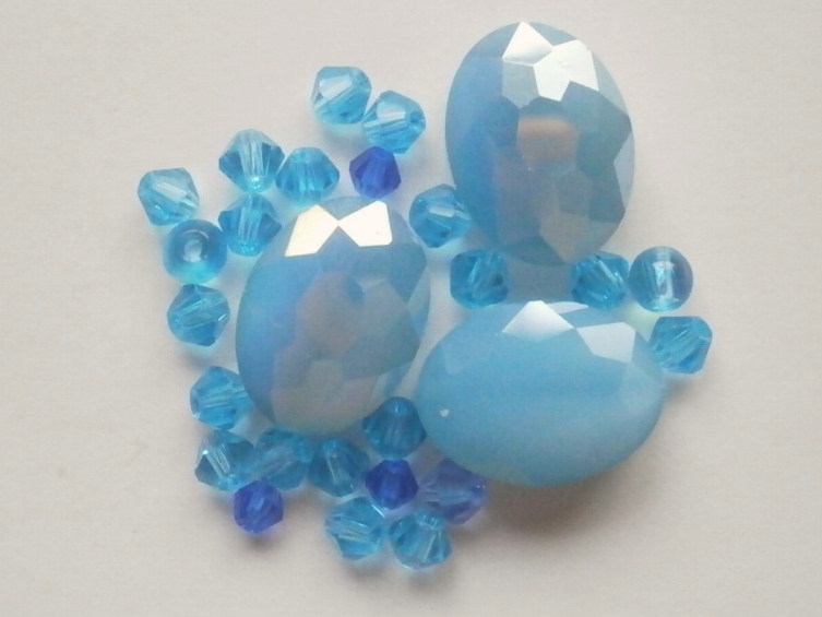 ガラスビーズ★オーバル★ブルー系★d拍卖