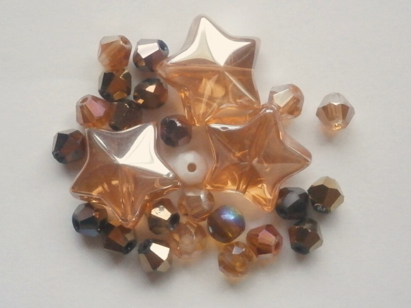 ガラスビーズ★スター★タイプ A★ブラウン系★3拍卖