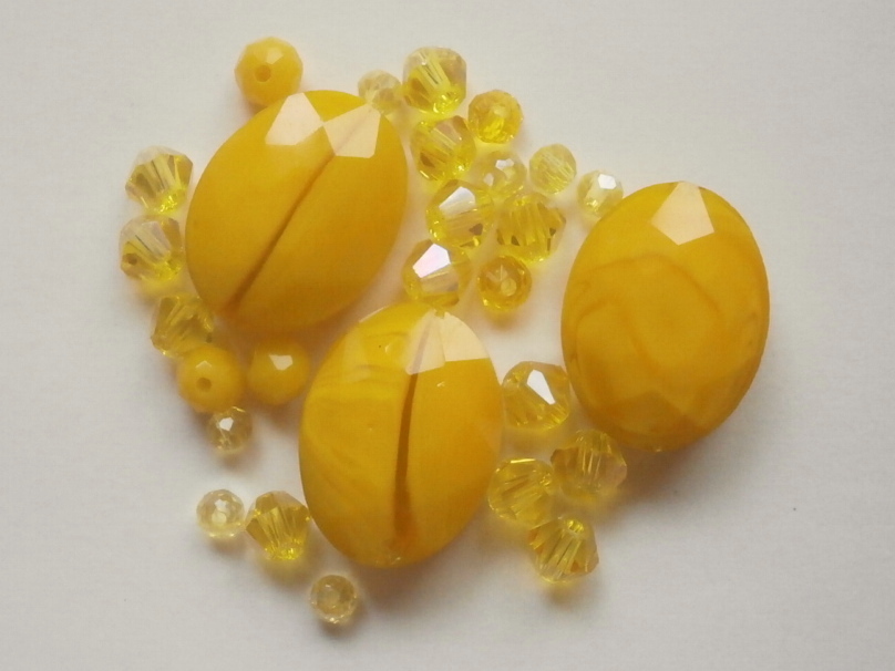 ガラスビーズ★オーバル★イエロー系★1拍卖