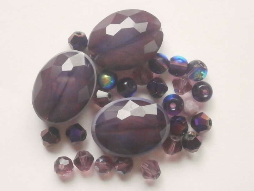 ガラスビーズ★オーバル★パープル系★A拍卖