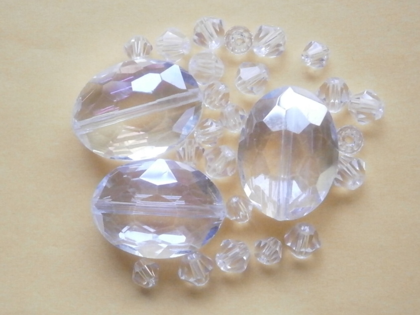 ガラスビーズ★オーバル★クリア系★A拍卖