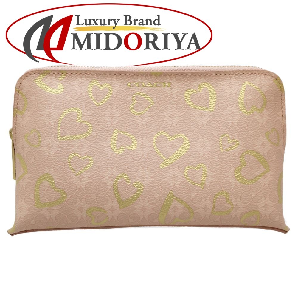 コーチ COACH ウェイバリーハート ポーチ PVC ピンクベージュ / 083751【中古】拍卖