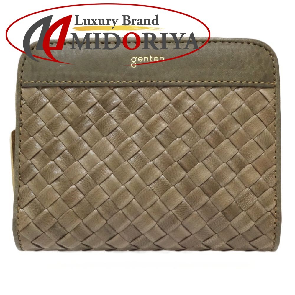 ゲンテン genten コンパクトウォレット 42716 二つ折り財布 レザー カーキ / 083733【中古】拍卖