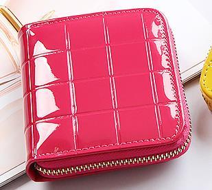送料無料★即納 新品 大容量 カード入れ付き 大きめ 型押し エナメル コインケース/パッションピンク拍卖