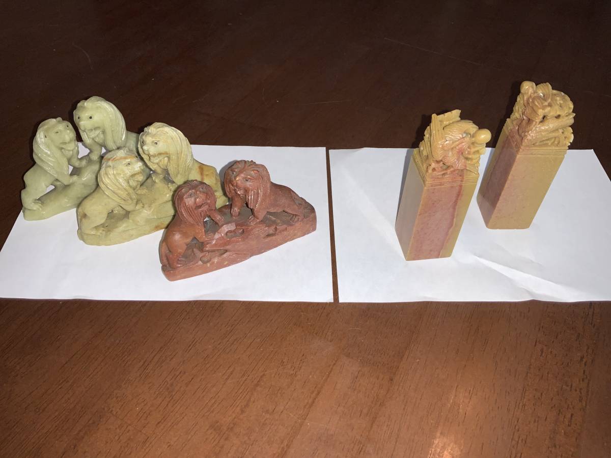 ◇ 中国 動物彫り置物・天然石印材 ◇ 拍卖