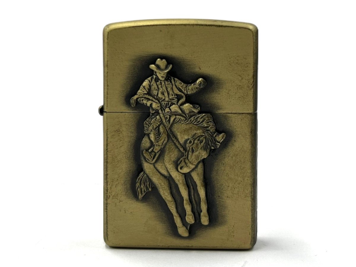 zippo (ジッポー) Marlboro マルボロ カウボーイ ロデオ 1998年製 限定品 オイルライター ゴールド 雑貨/004拍卖