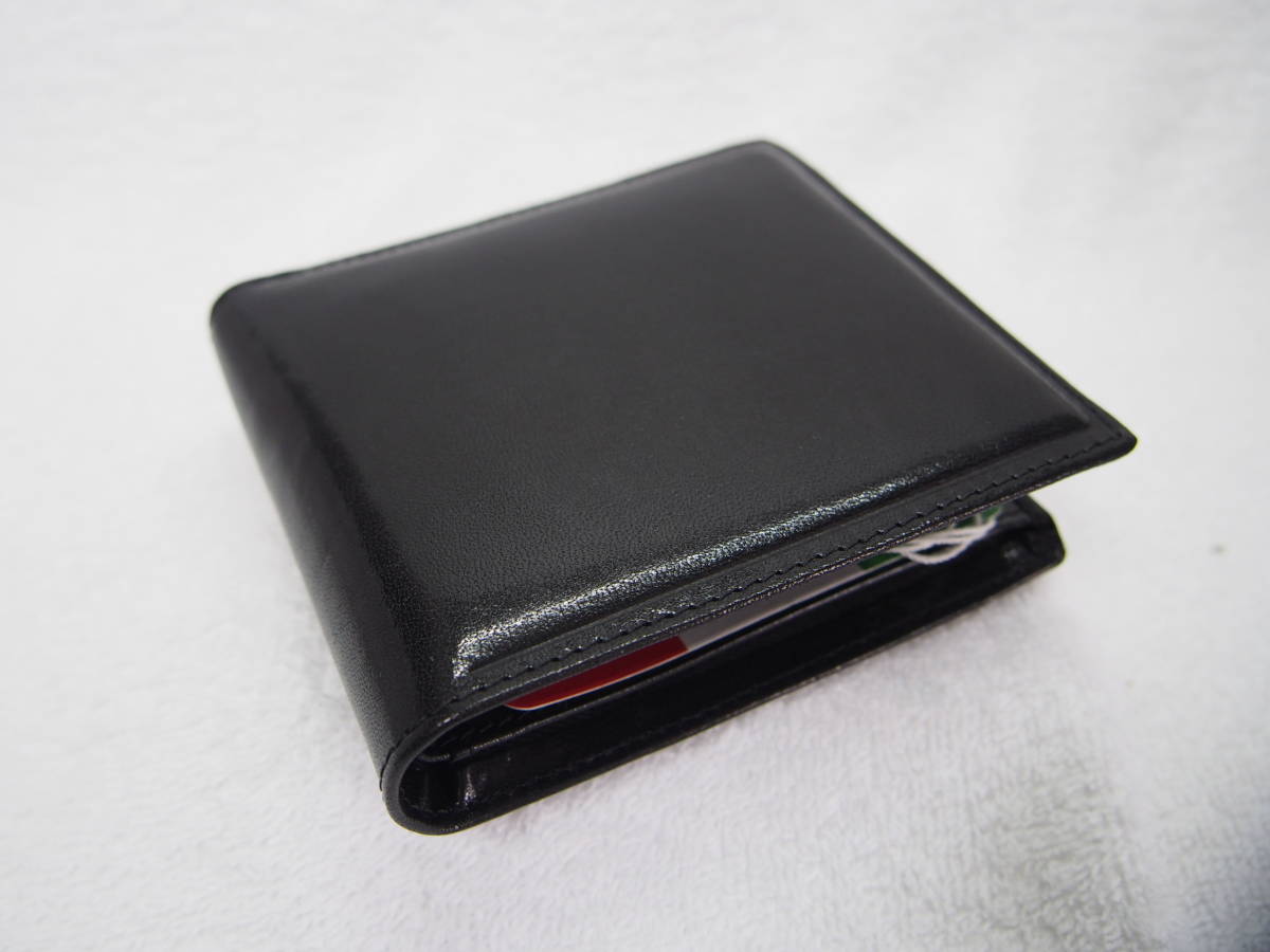 送料無料 新品 未使用 黒 二つ折り財布 札 コイン プレゼント 贈り物 最高級 牛革 ブラック 小銭入 YANKEE社製 CKB-02拍卖