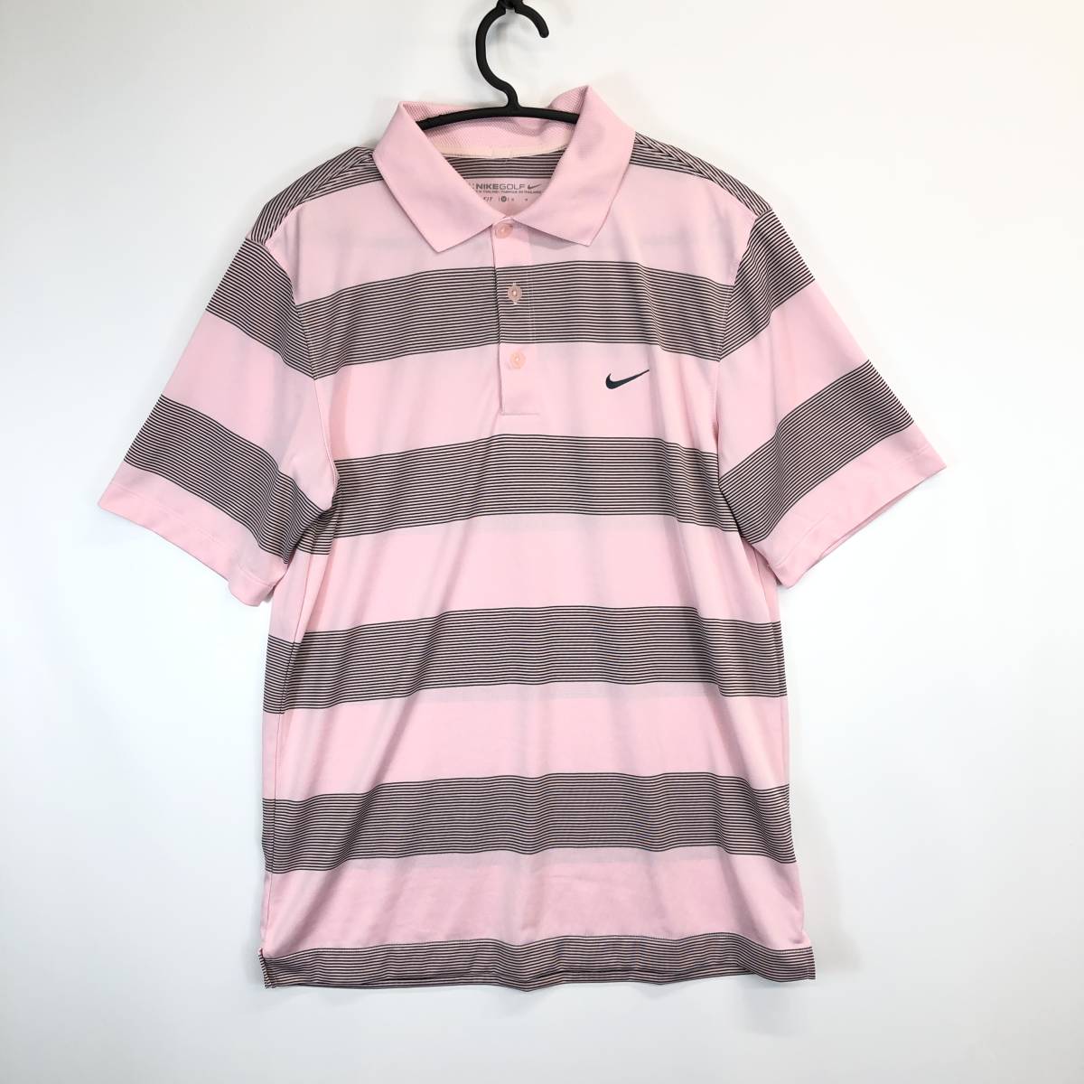 NIKE GOLF ナイキゴルフ 半袖ゴルフポロシャツ Mサイズ 薄ピンク ボーダー 411205拍卖