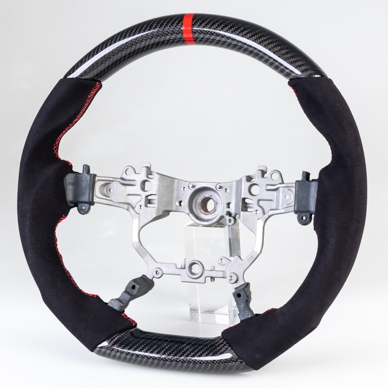 トヨタ用 ランドクルーザー プラド アルファード ヴェルファイア D型 ステアリング ハンドル カーボン×本革スエード×赤い輪デザイン拍卖