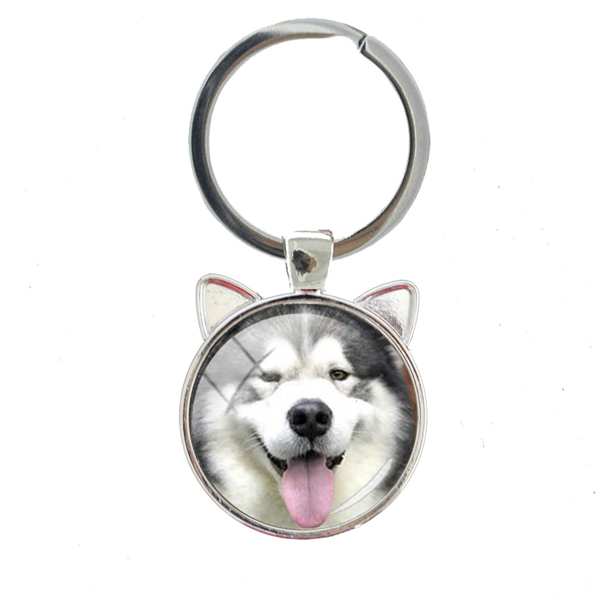 犬 いぬ キーホルダー アラスカンマラミュート柄 動物 ペット 鍵 カギ バッグチャーム 雑貨 犬 アクセサリー 自転車 キーリング シルバー拍卖