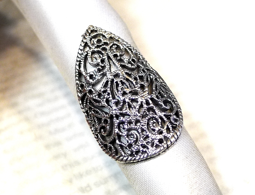 SR1469 指輪シルバー925刻リング 13号 ゴージャス 透かし彫 送料無料拍卖