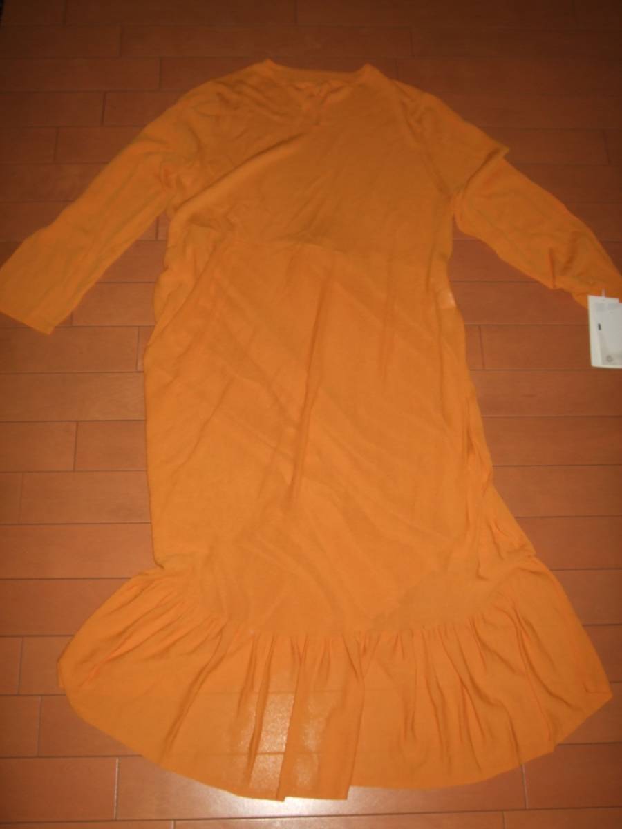 新品タグあり☆ミラオーウェン きれい色レーヨンニット素材デザインワンピース☆サイズ1拍卖