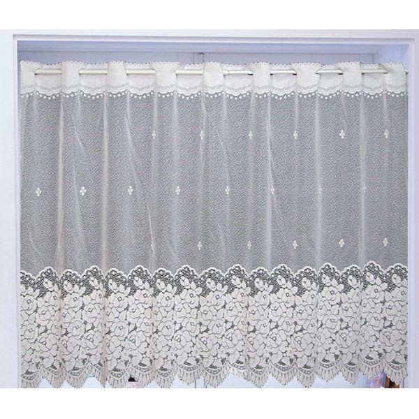 カフェカーテン150x95cm バラホワイト12503matu拍卖