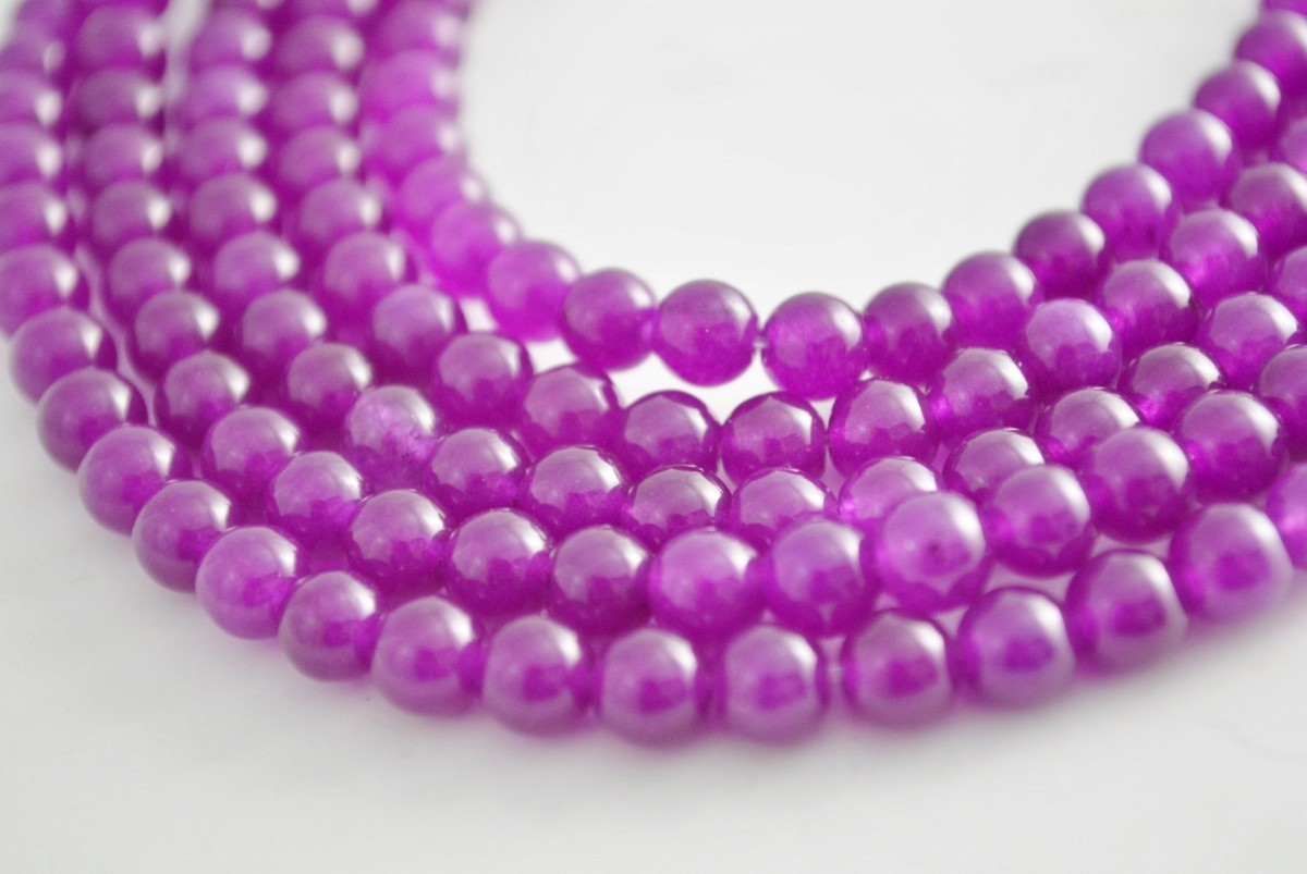 天然石 1連 パープルアゲート ラウンド 6mm ブレスレット パワーストーン ビーズクラブ拍卖