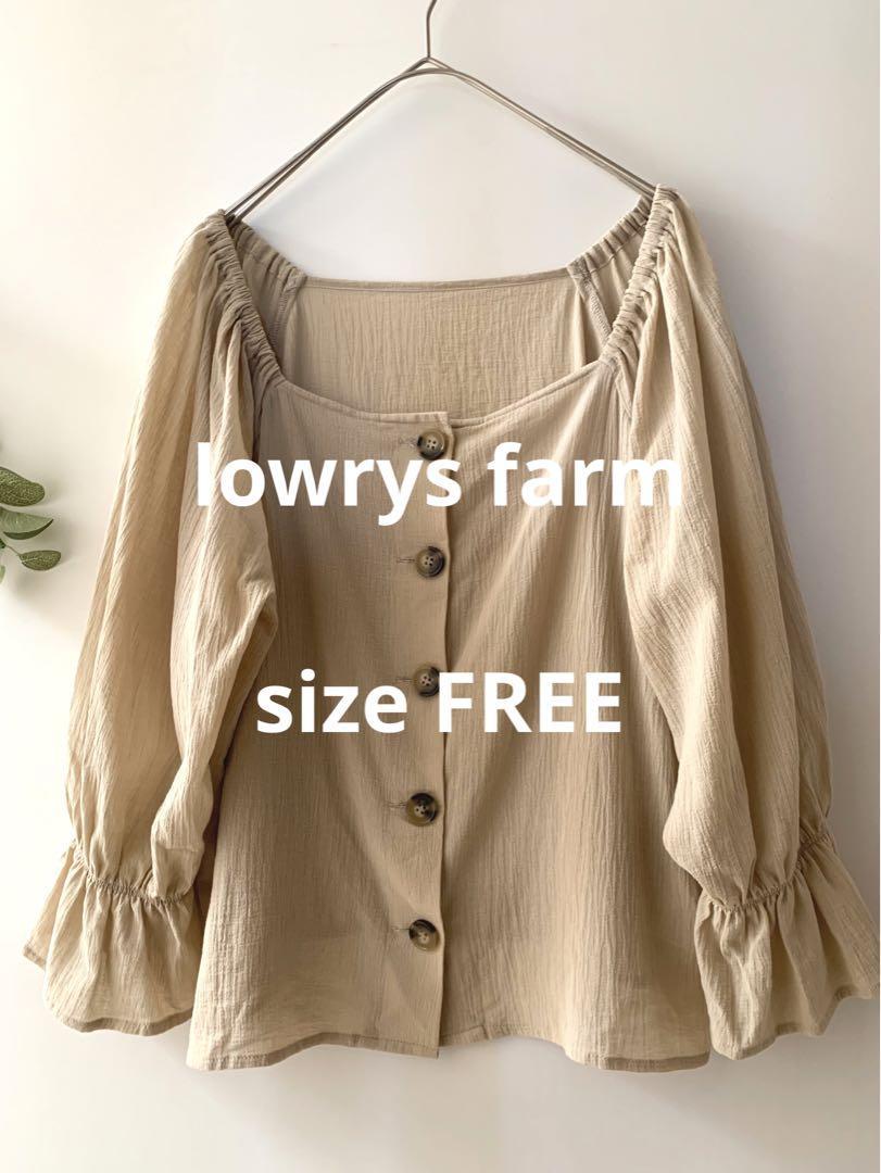lowrys farm ベージュオフショルブラウス 薄手拍卖