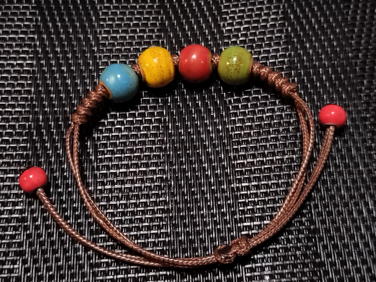 可愛い陶器 和風 花釉セラミックビーズ ヴィンテージ ブレスレット拍卖