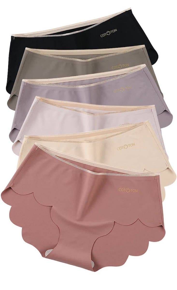 6枚セット シームレスショーツ レディース 綿女性下着無縫製肌に優しいパンティ高通気性伸縮性 パンツ快適 柔らかい 大好評L拍卖