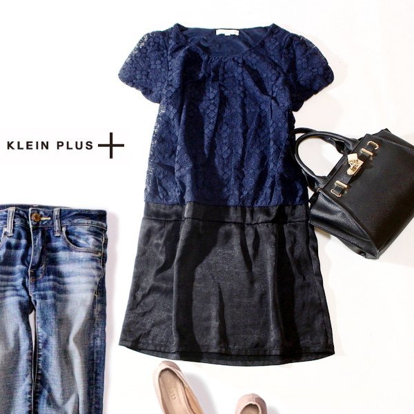 ☆☆ 美品 イトキン (株) KLEIN PLUS+ クランプリュス ☆☆ 大人可愛い とろみ切り替え レース ワンピース 38号 M 春 夏 23C08拍卖
