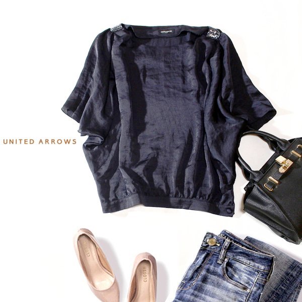 ☆☆ 美品 UNITED ARROWS ユナイテッドアローズ ☆☆ ゆったり可愛い スパンコール付き ドルマン とろみ カットソー 36号 S 春 夏 23C08拍卖