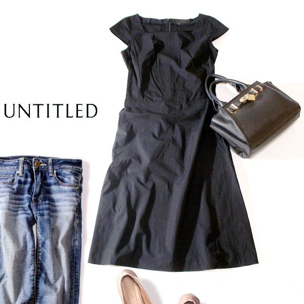 ☆☆ 美品 UNTITLED アンタイトル ☆☆ 大人可愛い コットン混紡 ストレッチ ワンピース 1号 S 春 夏 23D08拍卖